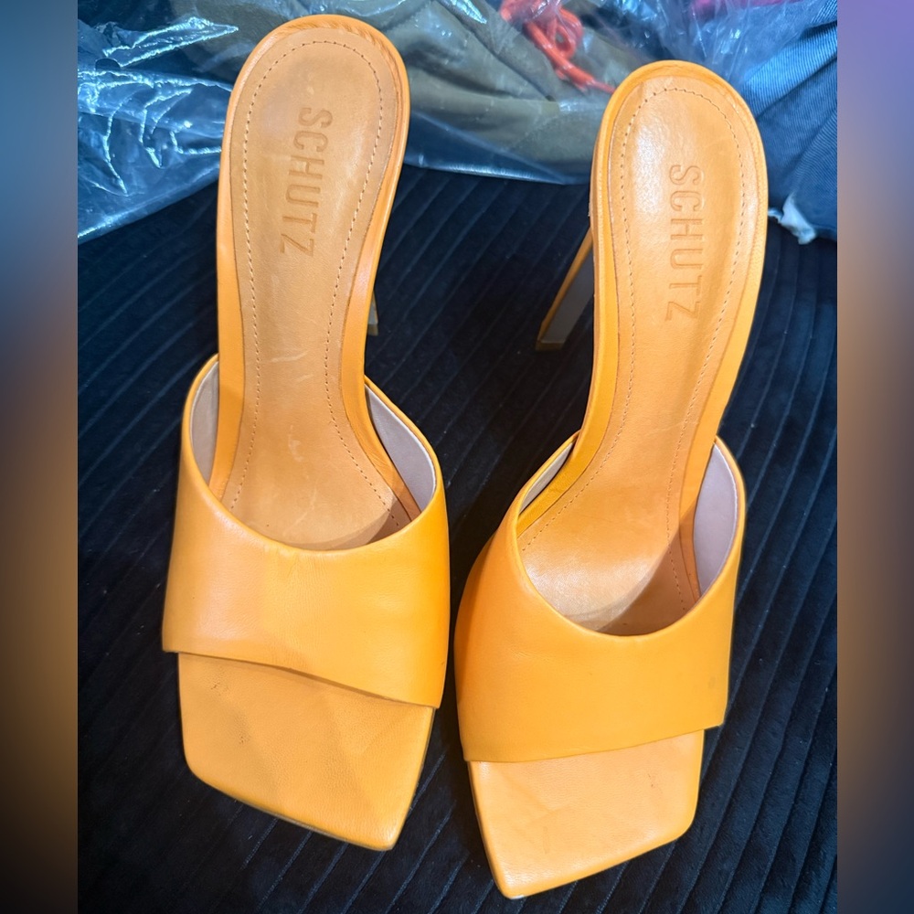 Schutz Women's Orange Slide Sandals